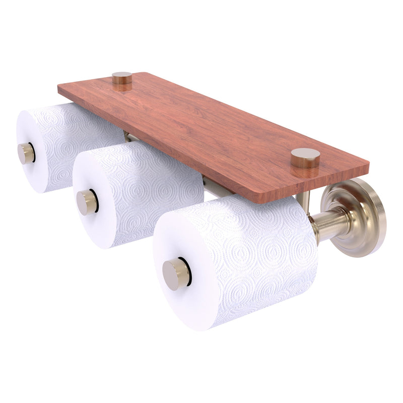Que New Collection Horizontal Reserve 3 Roll Toilet Paper Holder with Wood Shelf - Matte White - Allied Brass