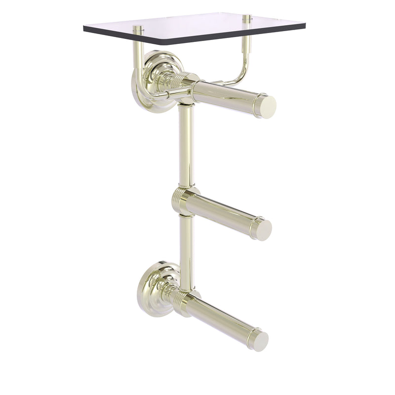 Que New Collection 3 Roll Toilet Paper Holder with Glass Shelf