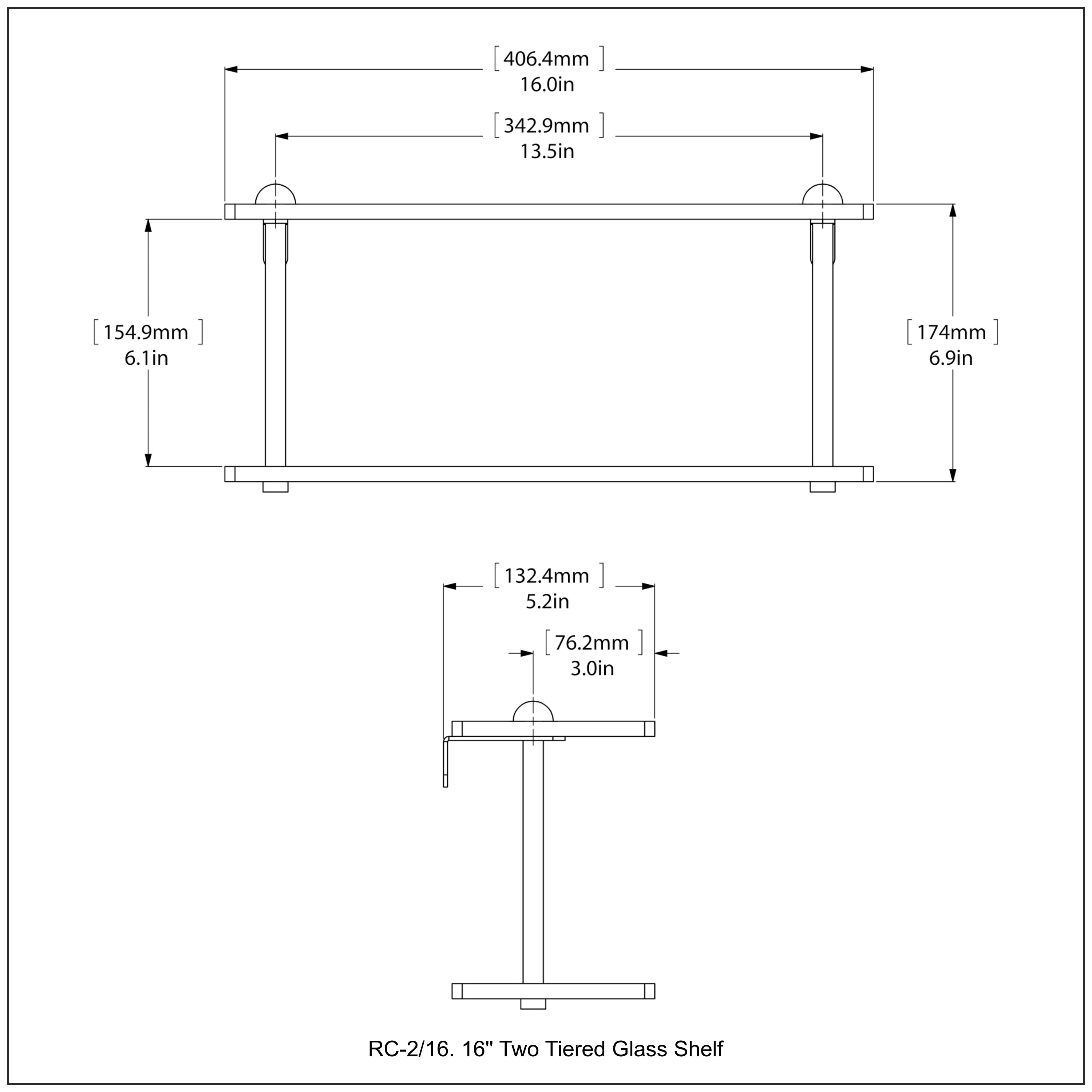 Two Tiered Glass Vanity Shelf with Beveled Edges