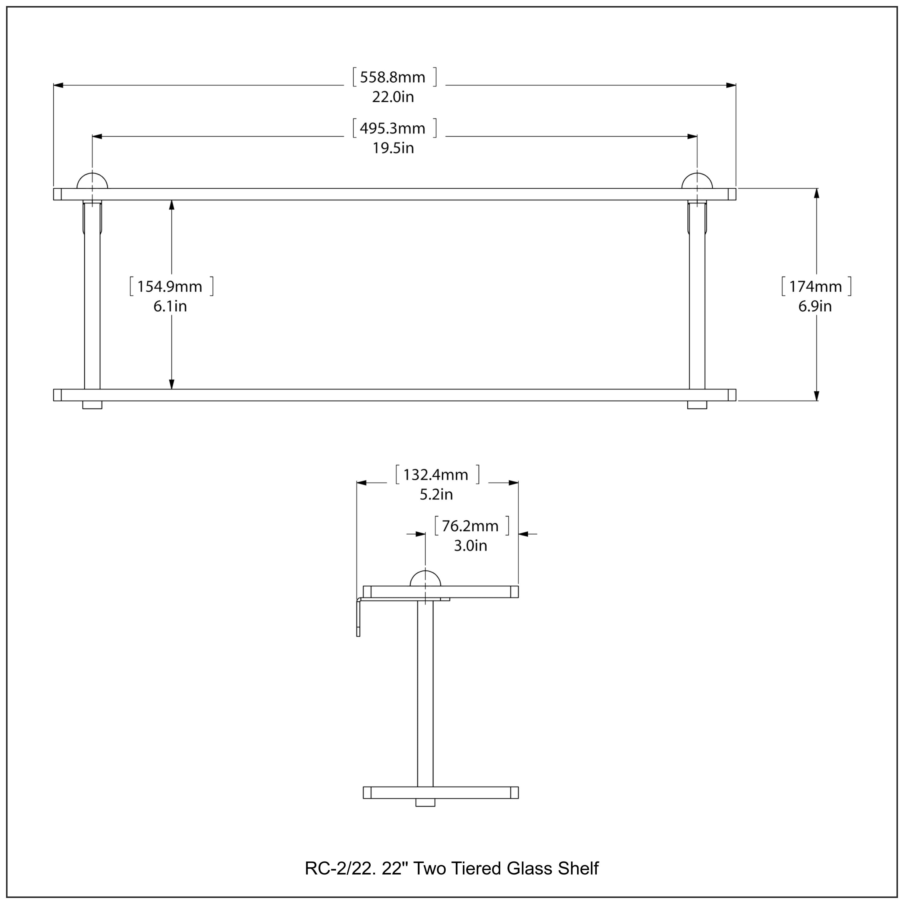 Two Tiered Glass Vanity Shelf with Beveled Edges