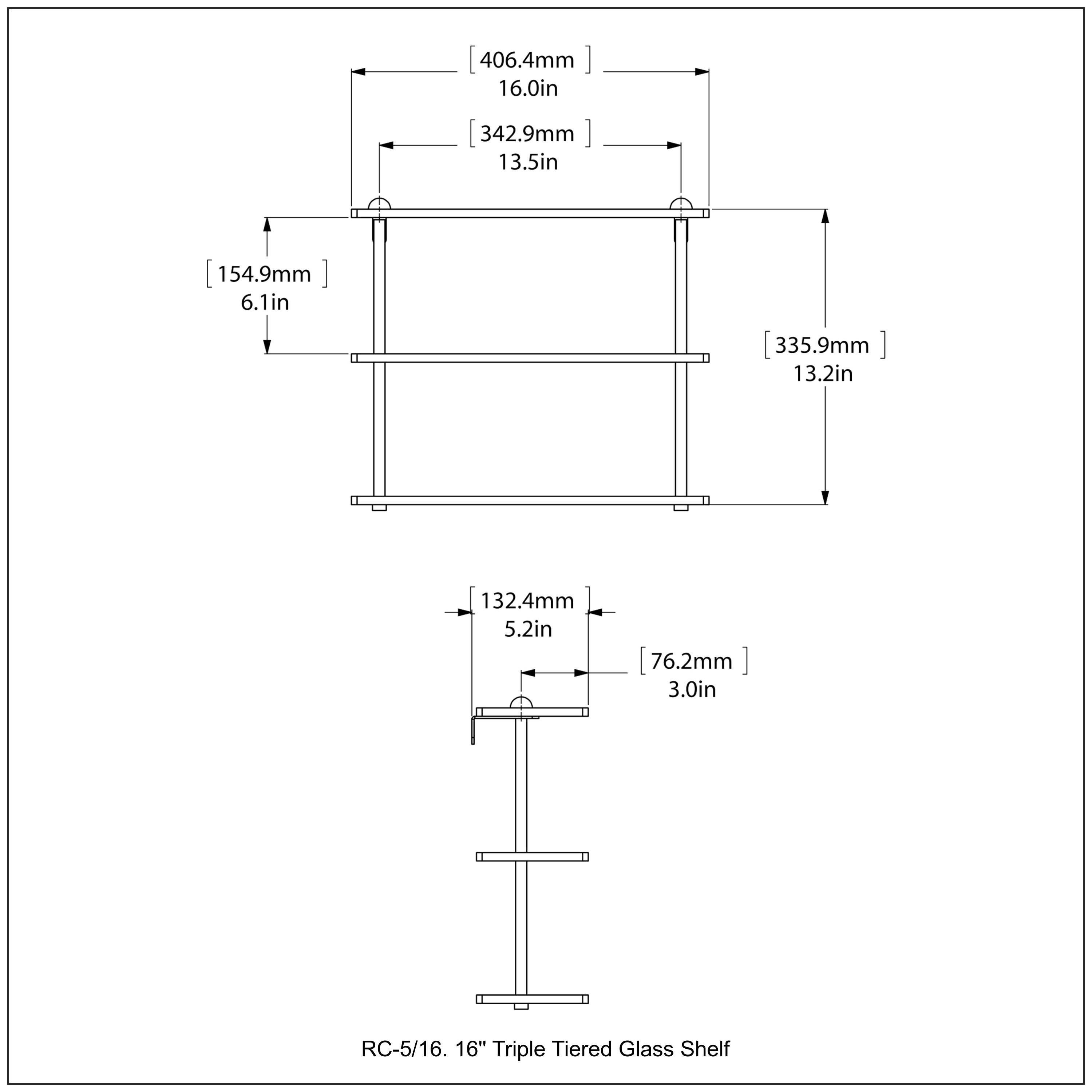 Triple Tiered Vanity Glass Shelf with Beveled Edges