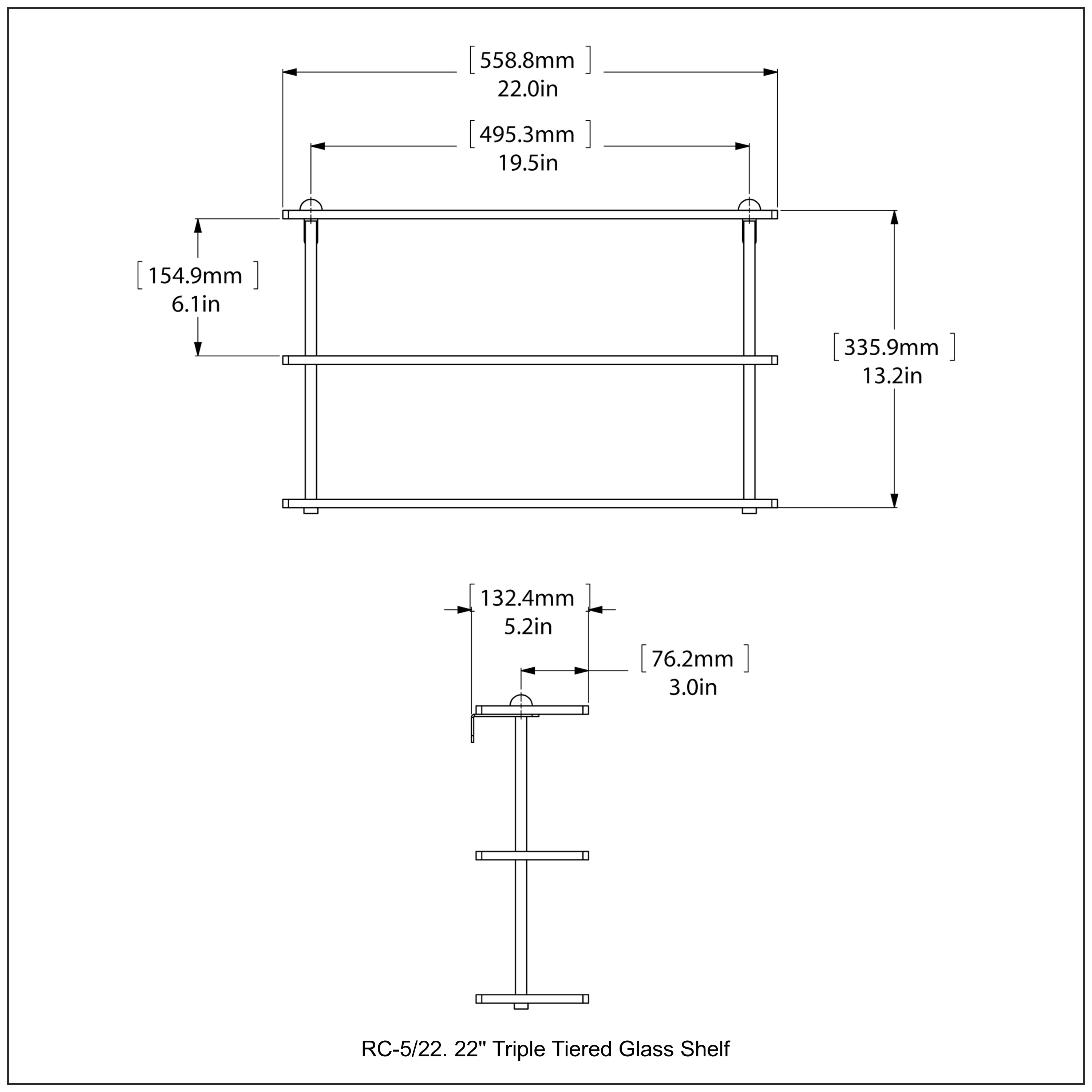 Triple Tiered Vanity Glass Shelf with Beveled Edges