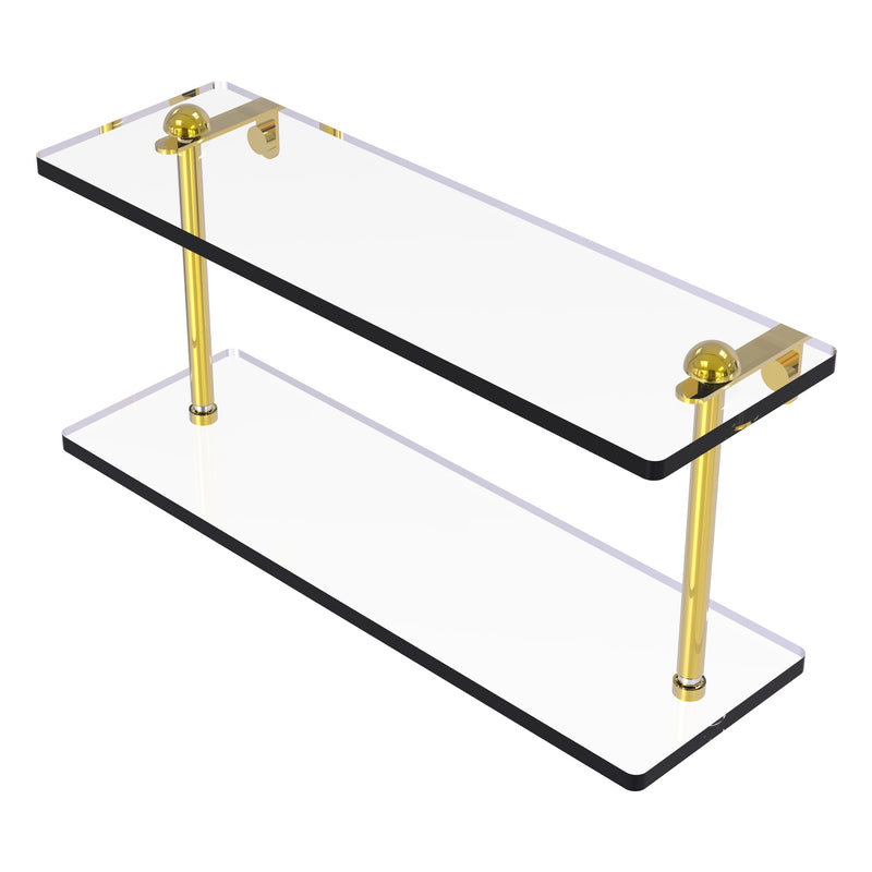 Two Tiered Glass Vanity Shelf with Beveled Edges