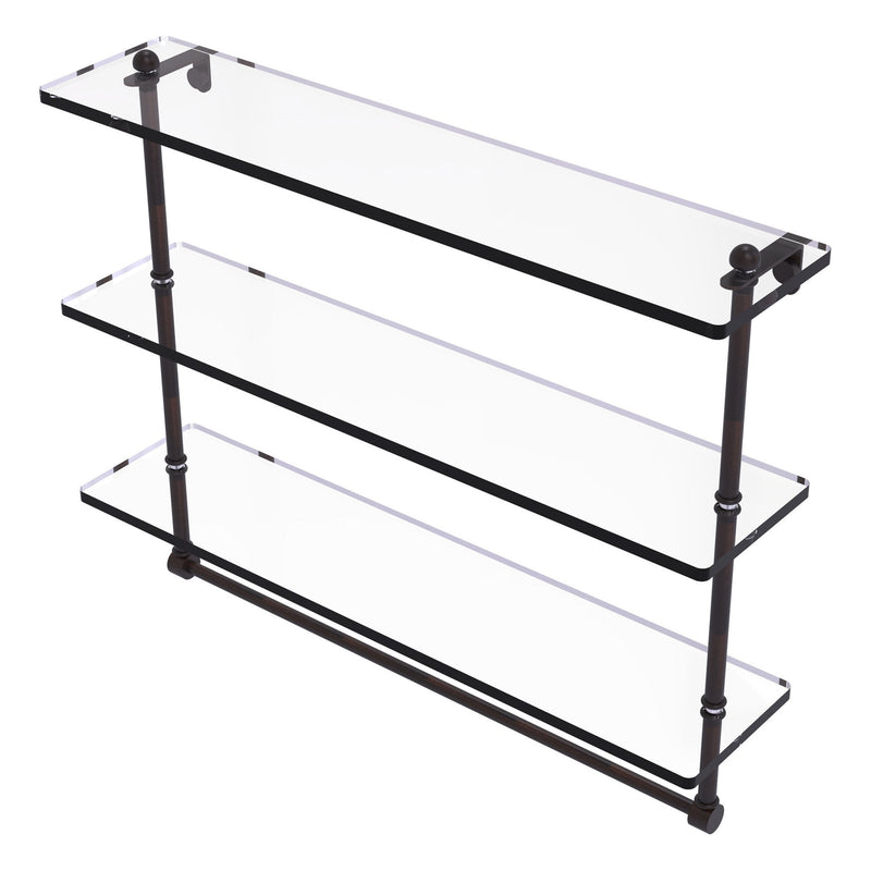 Triple Tiered Glass Shelf with Integrated Towel Bar