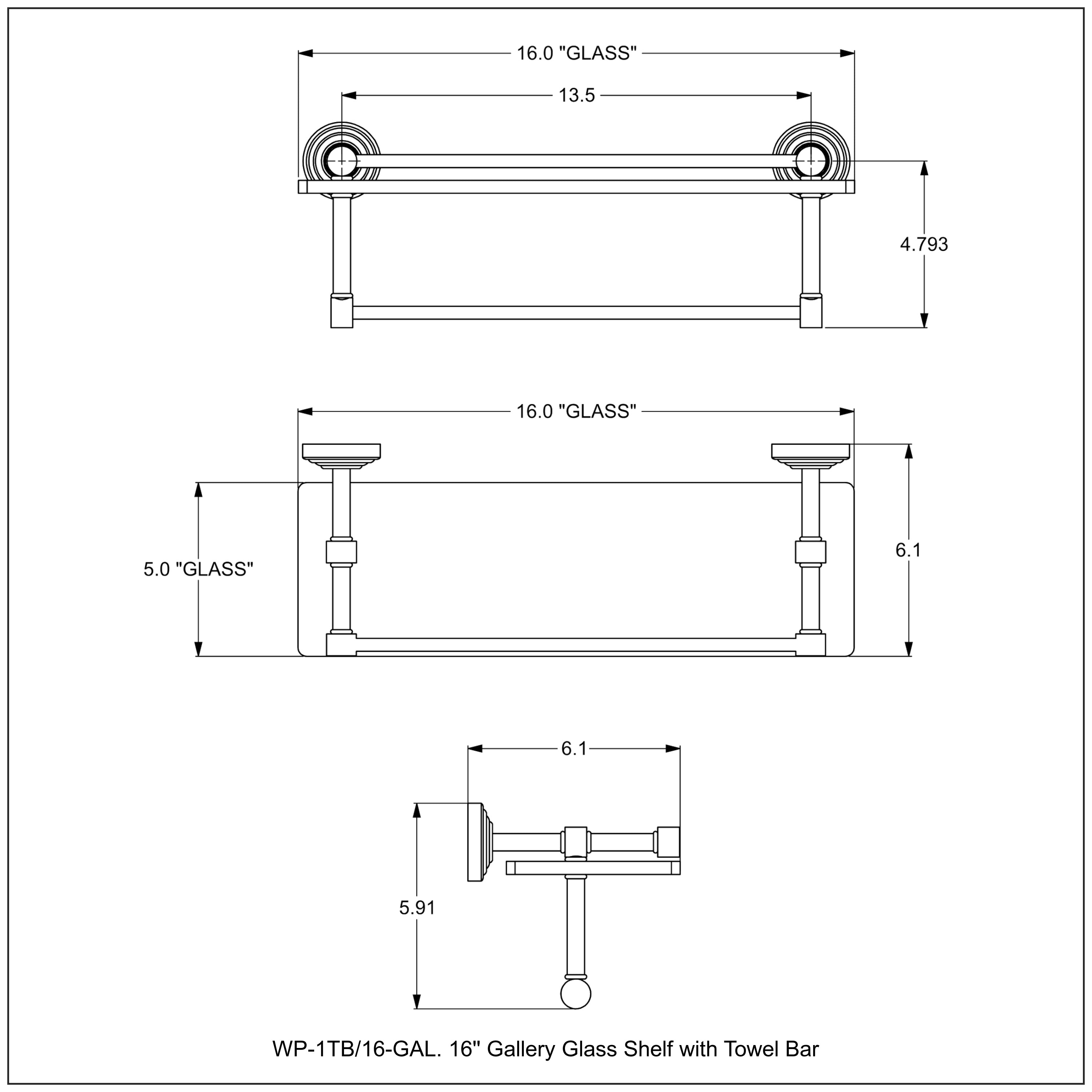 Waverly Place 22 in. L x 5 in. H x 5 in. W Paper Towel Holder with Gallery Clear Glass Shelf in Polished Nickel Waverly Place 22 in. L x 5 in. H x 5 in. W Paper Towel Holder with Gallery Clear Glass Shelf in Polished Nickel