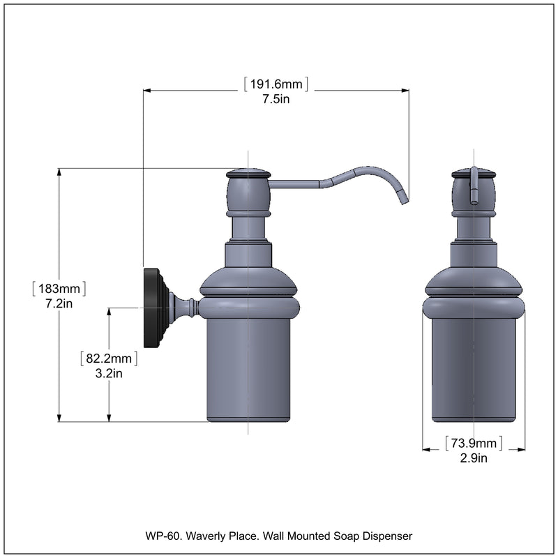 Allied Brass WP-60 Waverly Place Collection Wall Mounted Soap Dispenser Oil Rubbed Bronze