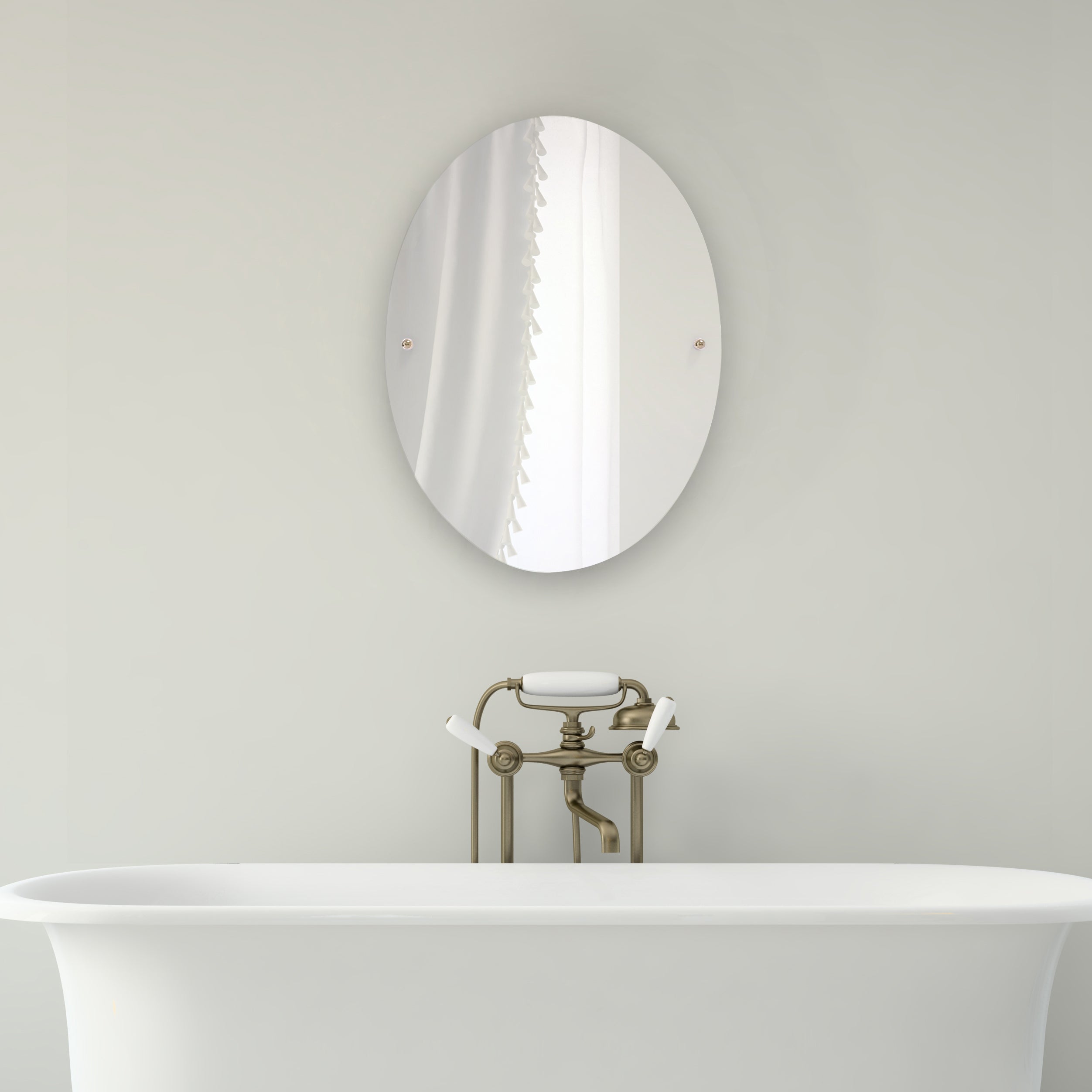 Frameless Oval Tilt Mirror with Beveled Edge