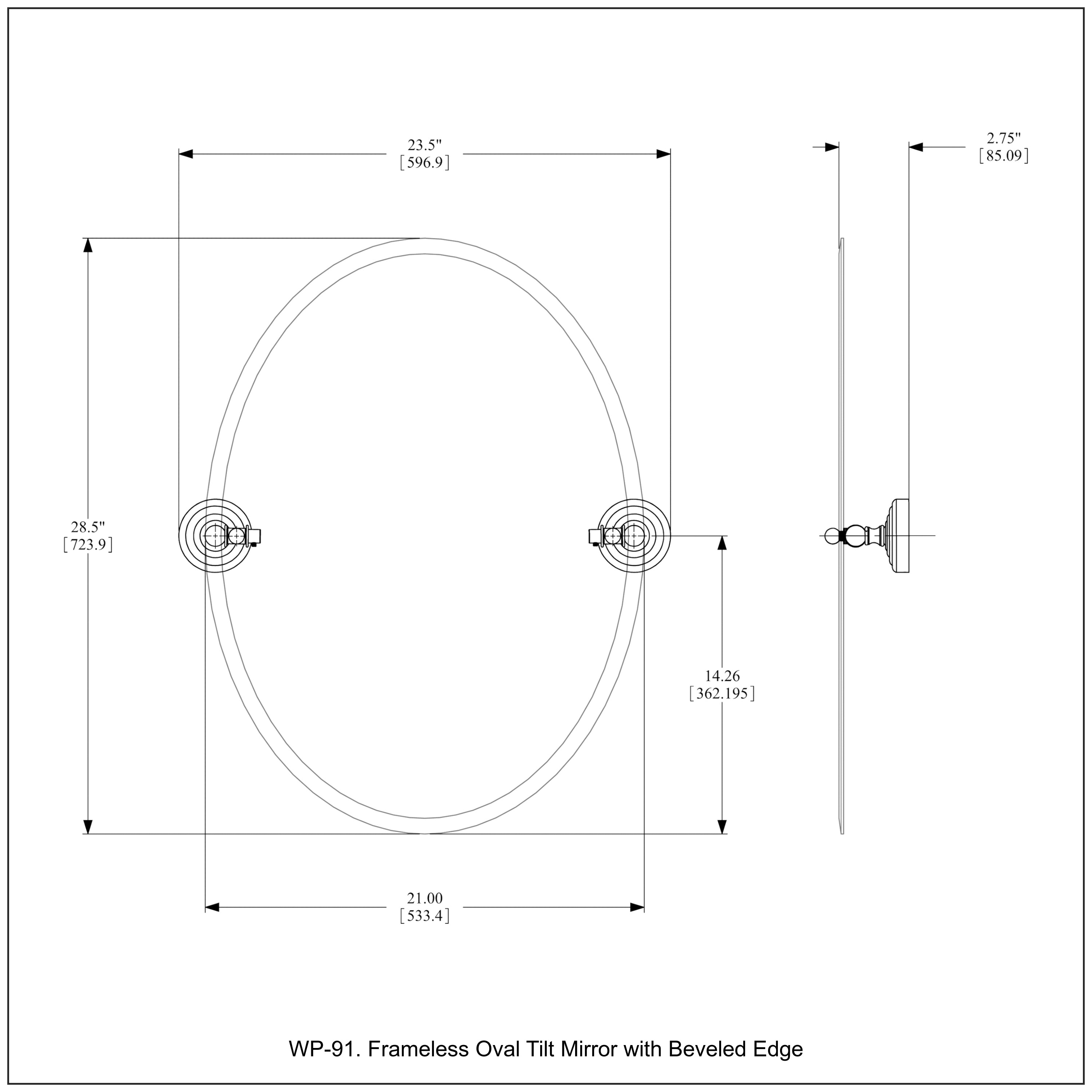 Frameless Oval Tilt Mirror with Beveled Edge