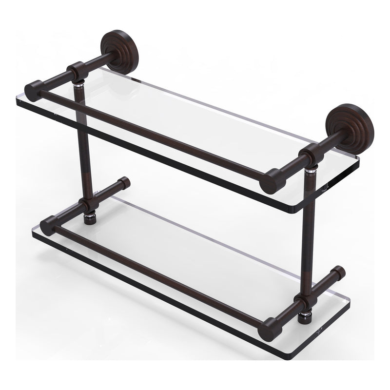 Waverly Place Collection Double Glass Shelf with Gallery Rail