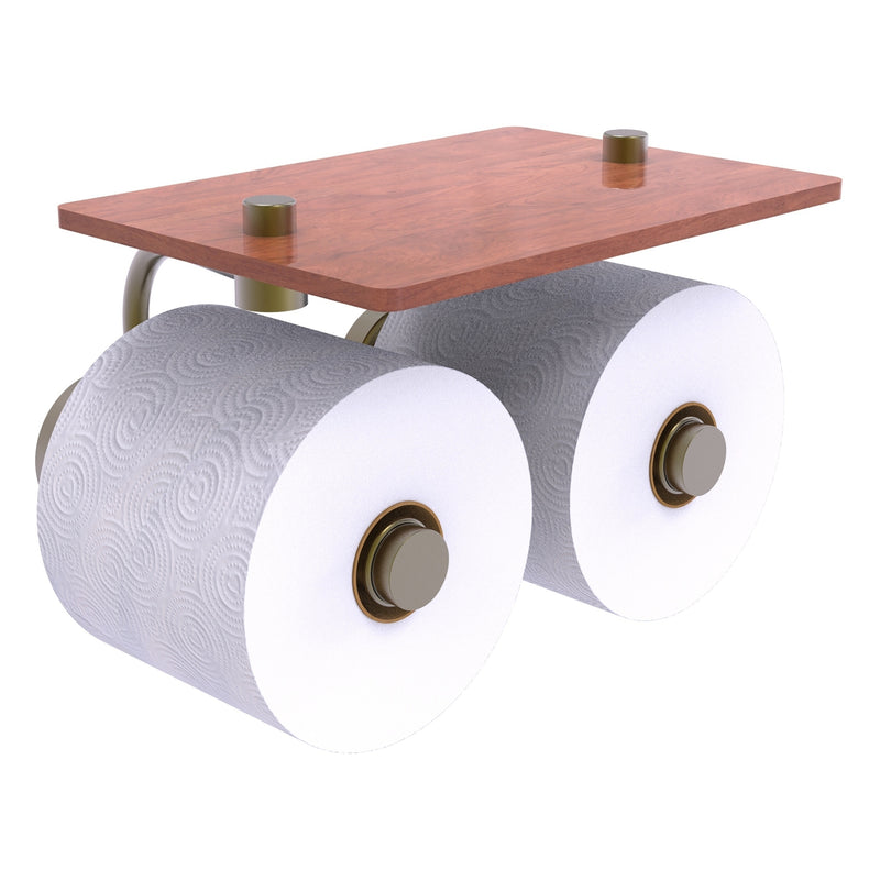 Waverly Place Collection 2 Roll Toilet Paper Holder with Wood Shelf