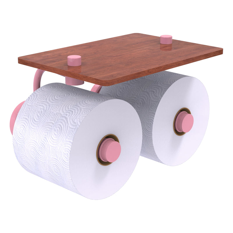 Waverly Place Collection 2 Roll Toilet Paper Holder with Wood Shelf