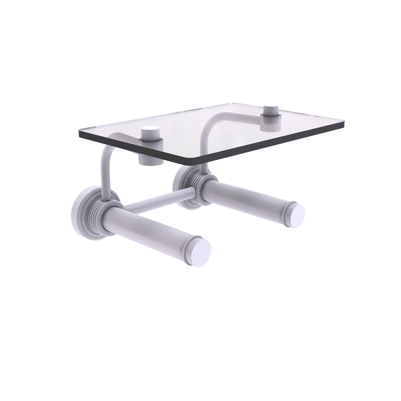 Waverly Place Collection 2 Roll Toilet Paper Holder with Glass Shelf