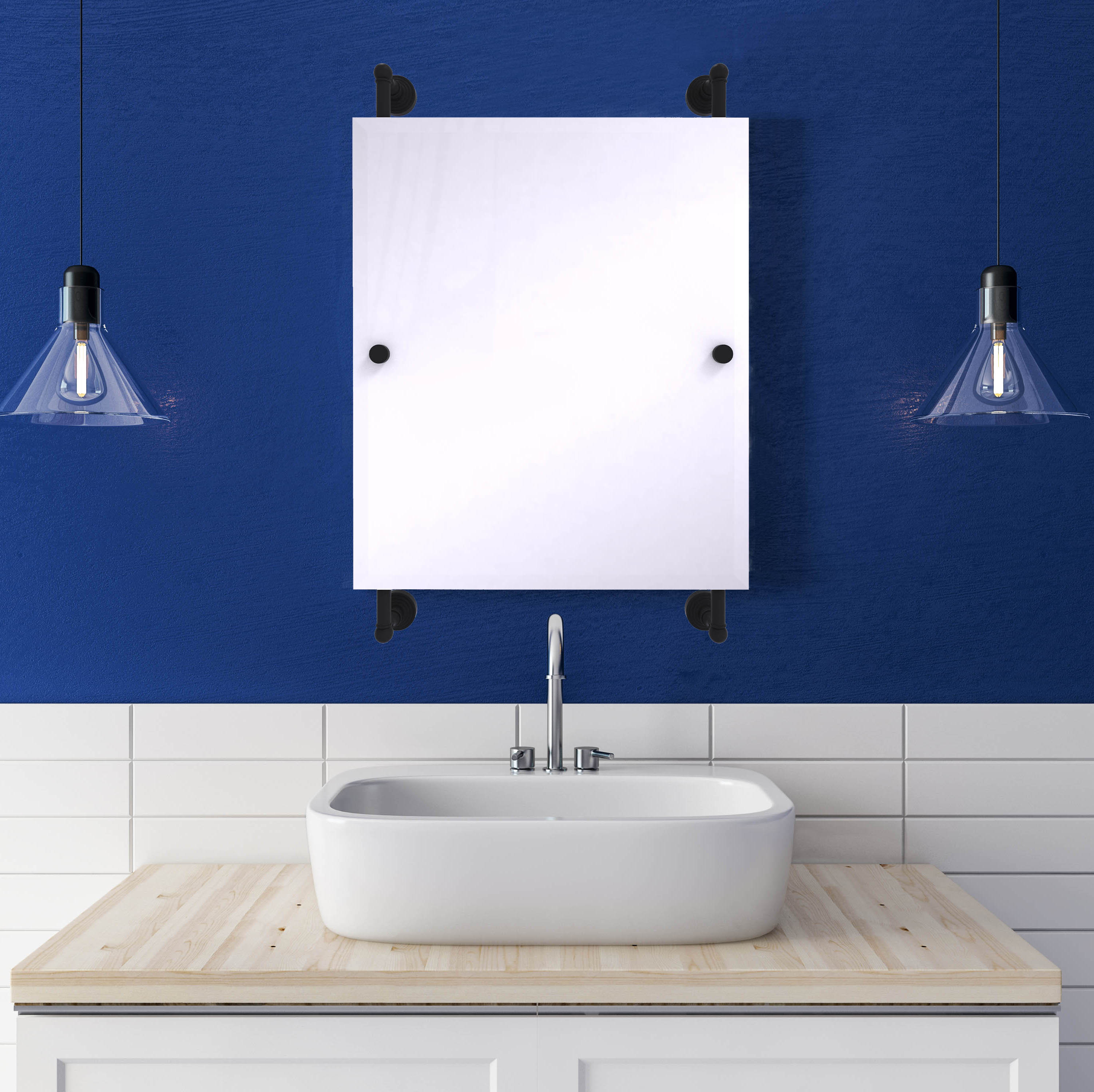 Waverly Place Collection Rectangular Frameless Rail Mounted Mirror