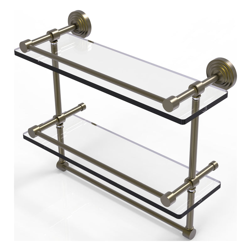 Waverly Place Collection Gallery Rail Double Glass Shelf with Towel Bar