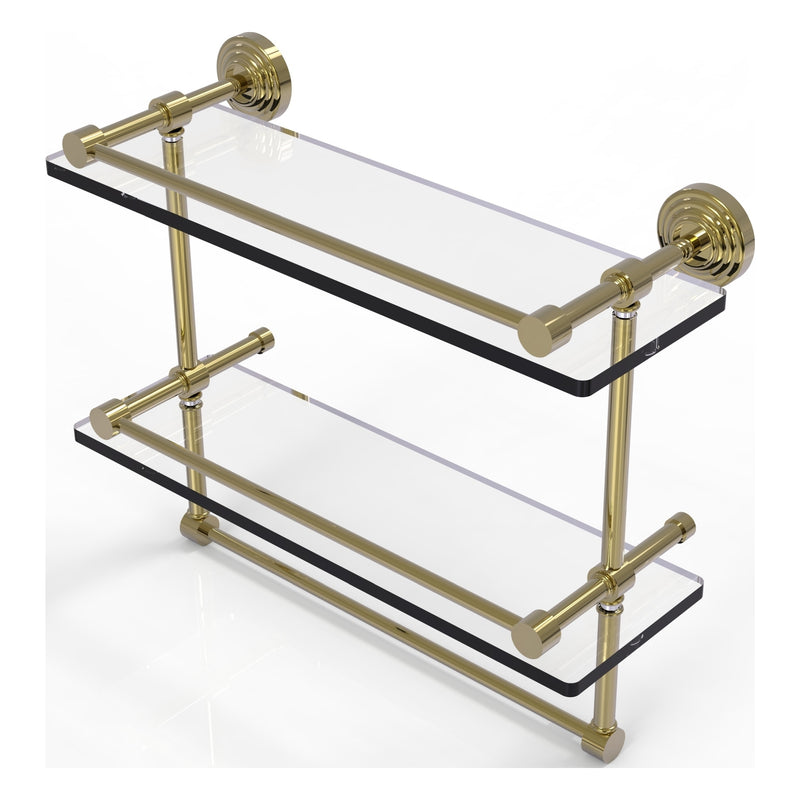 Waverly Place Collection Gallery Rail Double Glass Shelf with Towel Ba