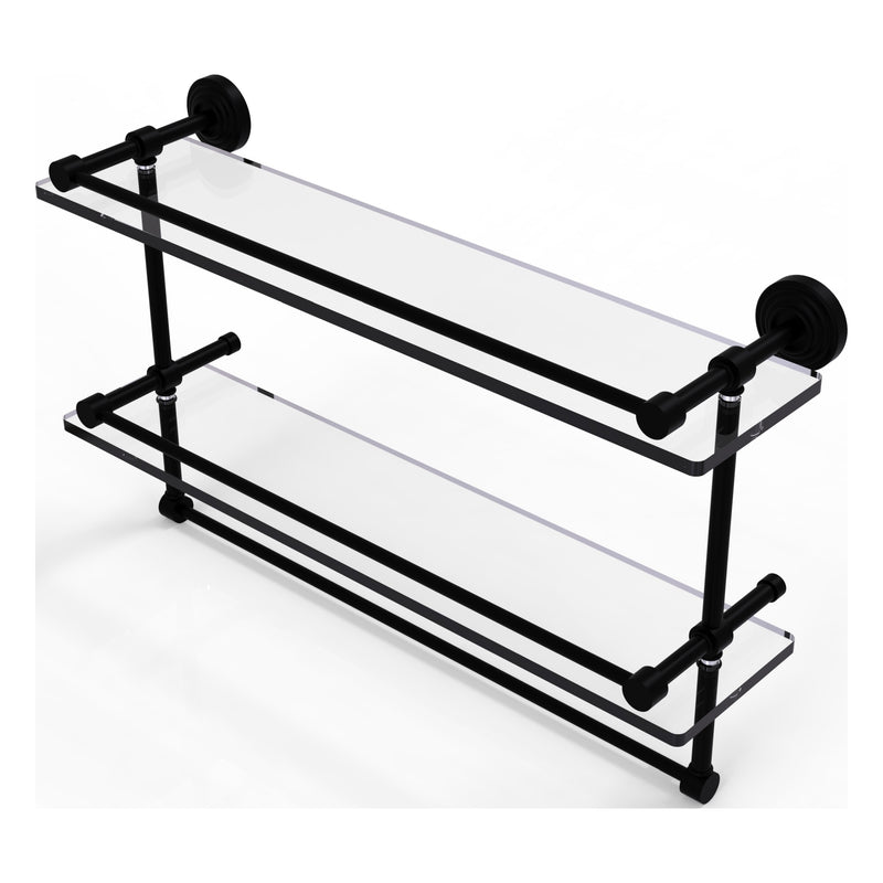 Waverly Place Collection Gallery Rail Double Glass Shelf with Towel Bar