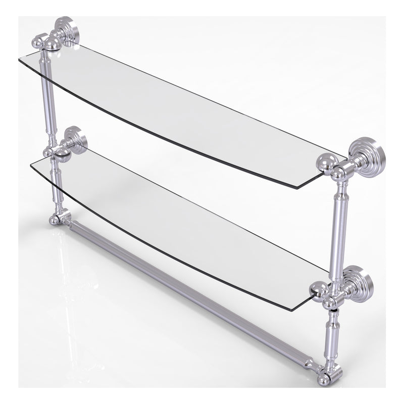 Waverly Place Collection Two Tiered Glass Shelf with Integrated Towel Bar