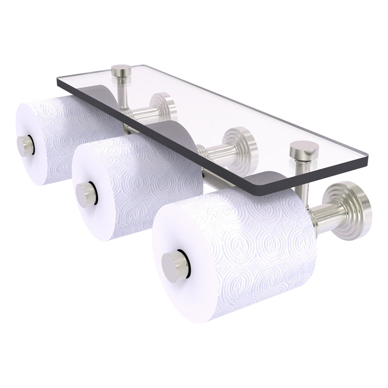 Waverly Place Collection Horizontal Reserve 3 Roll Toilet Paper Holder with Glass Shelf