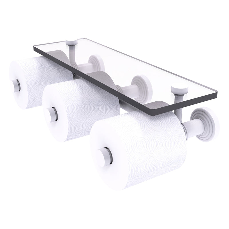 Waverly Place Collection Horizontal Reserve 3 Roll Toilet Paper Holder with Glass Shelf