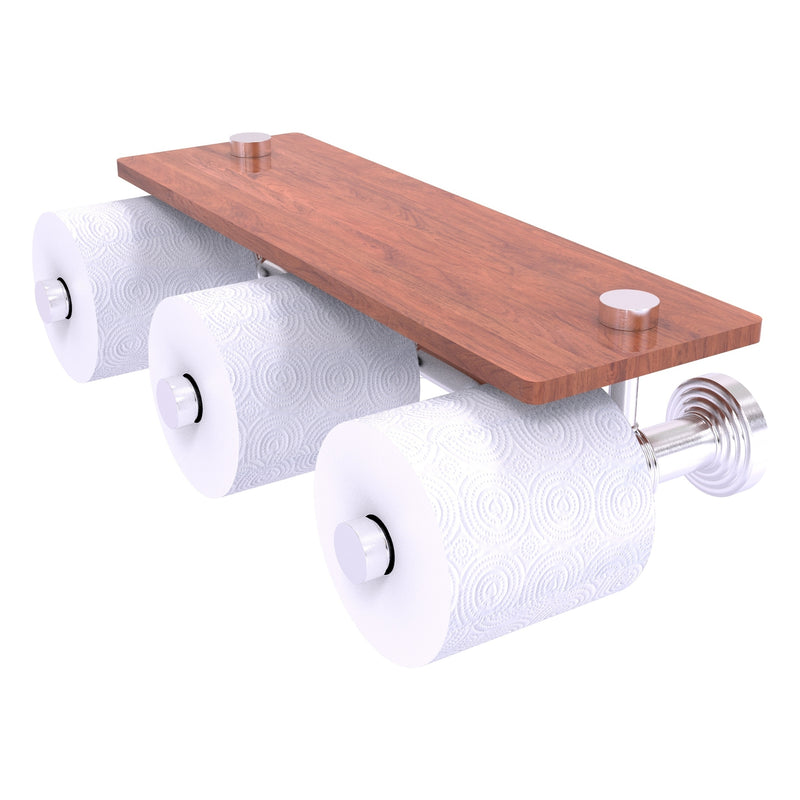 Waverly Place Collection Horizontal Reserve 3 Roll Toilet Paper Holder with Wood Shelf