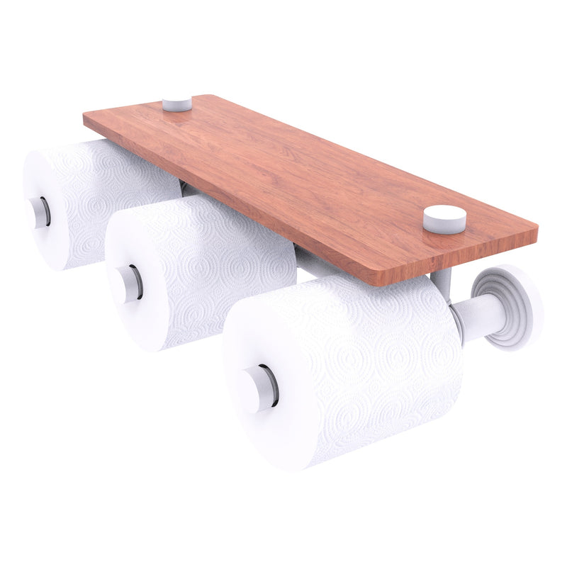 Waverly Place Collection Horizontal Reserve 3 Roll Toilet Paper Holder with Wood Shelf
