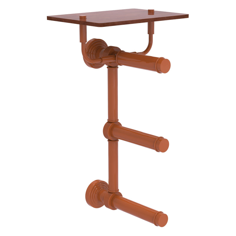 Waverly Place Collection 3 Roll Toilet Paper Holder with Wood Shelf