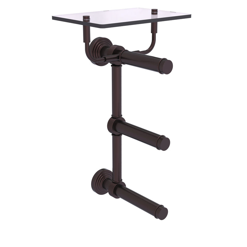 Waverly Place Collection 3 Roll Toilet Paper Holder with Glass Shelf