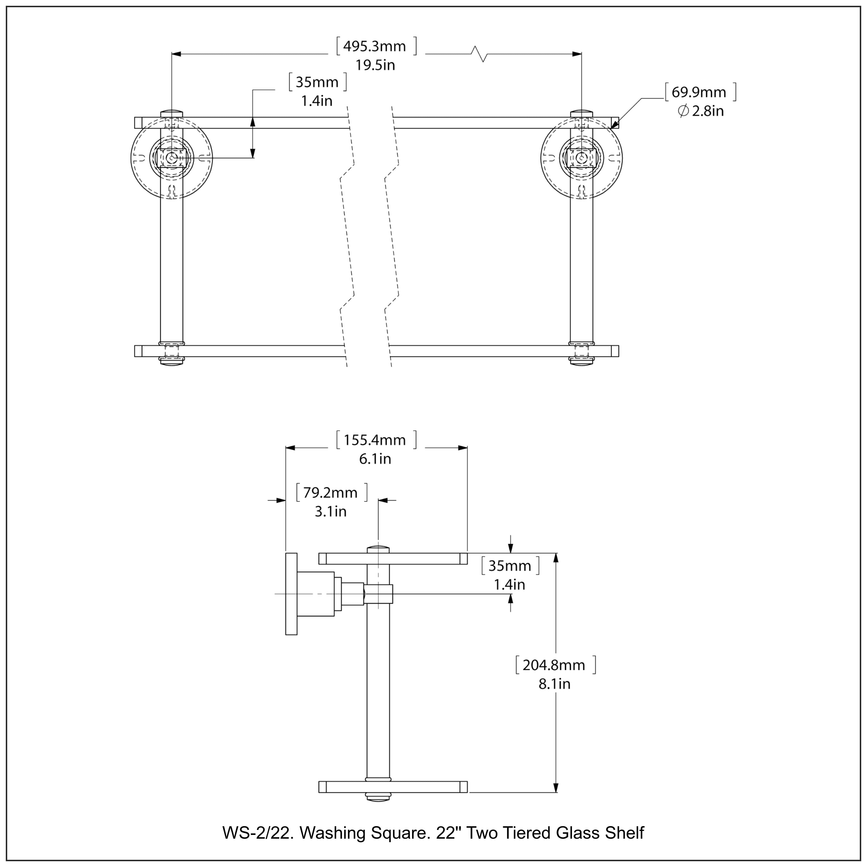 Washington Square Collection Two Tiered Glass Shelf