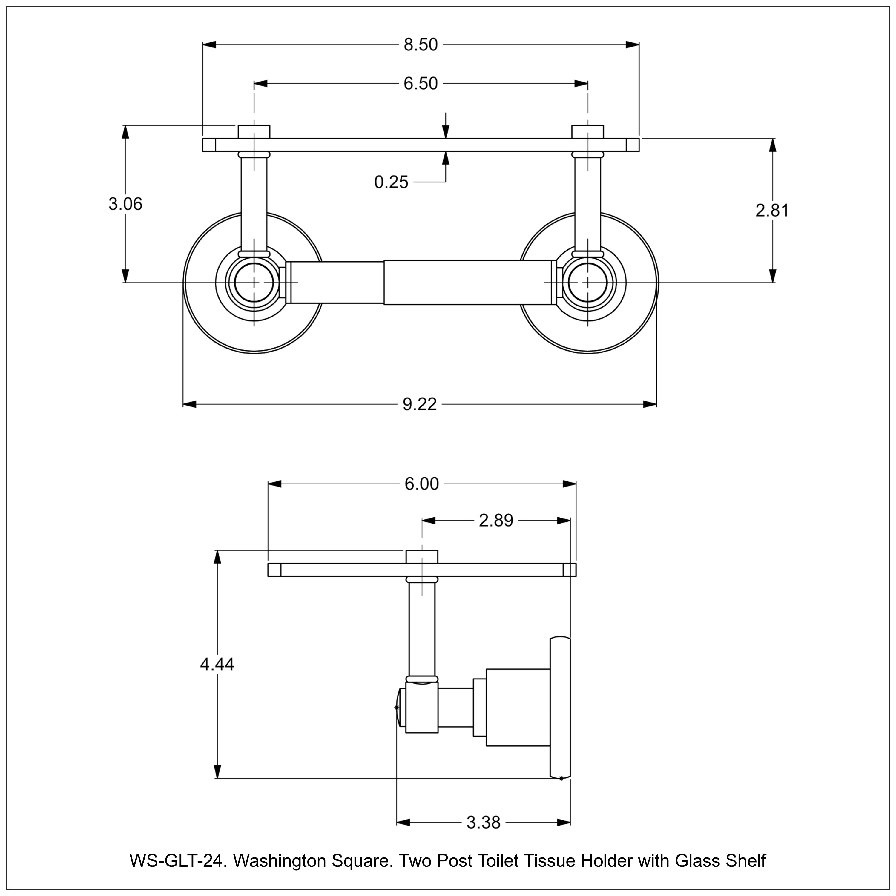 Washington Square Collection Two Post Toilet Tissue Holder with Glass Shelf