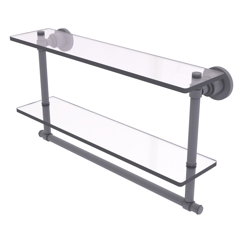 Washington Square Collection Two Tiered Glass Shelf with Integrated Towel Bar